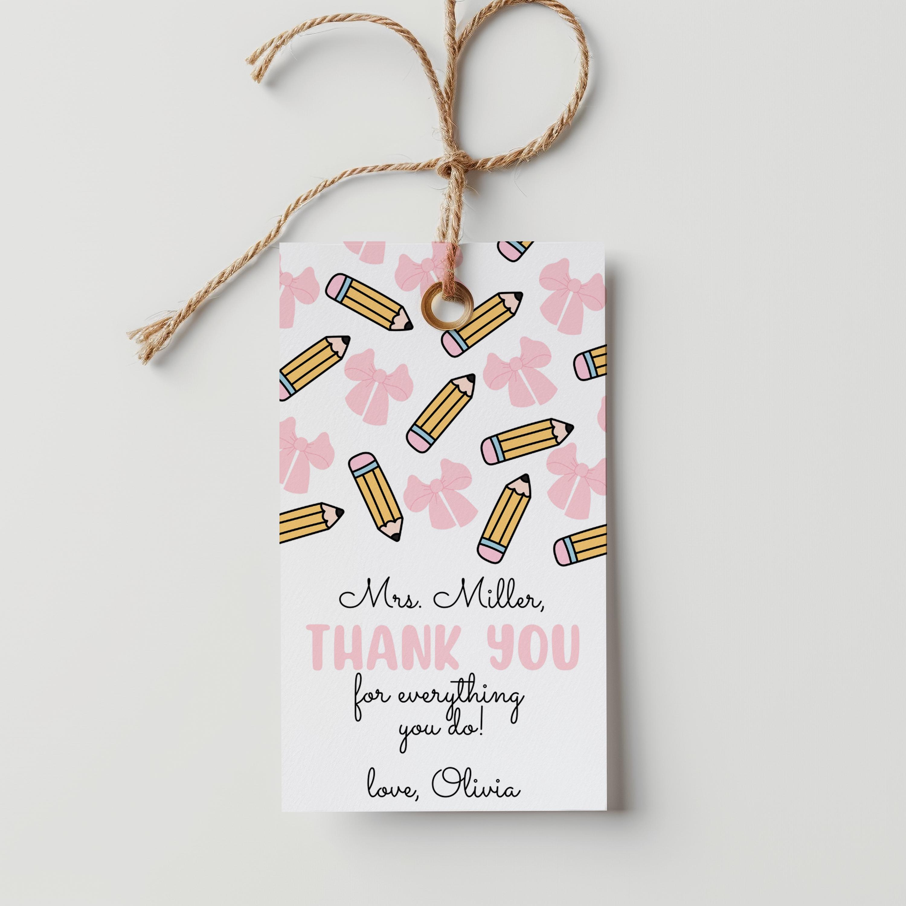 Teacher Appreciation Gift Tag, End of School Year Tag for Teacher ...