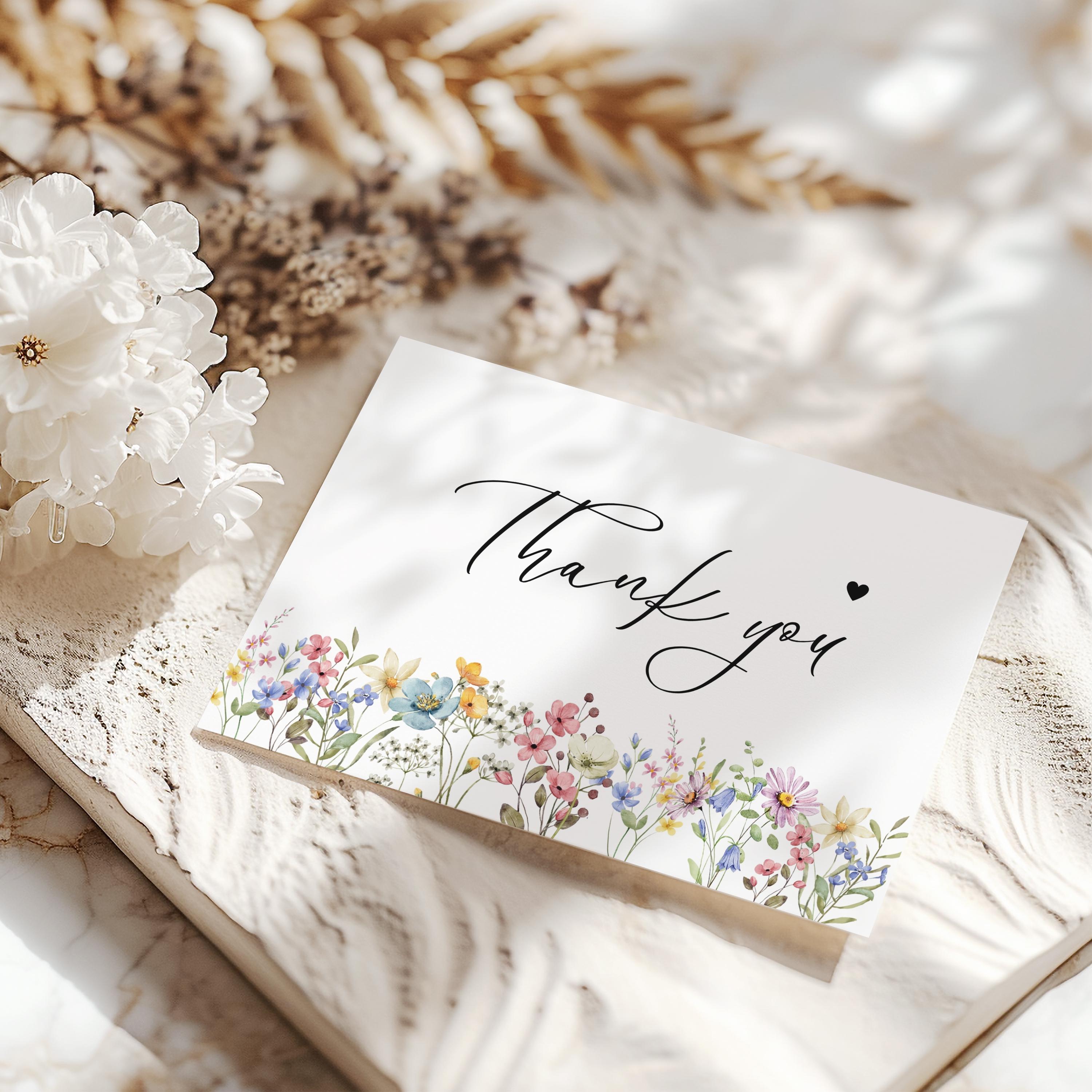 Editable Wildflower Thank You Card Template(canva Template) - Etsy