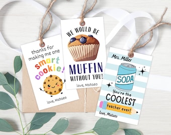 Teacher Appreciation Gift Tag, End of School Year Tag for Teacher, Thank You Teacher Tag Printable, Editable Gift Tag for Teacher