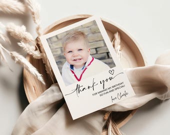 Birthday Thank You Photo Card, Photo Thank You Card Template, Wedding Thank You Card, Thank You Card for Teacher, Editable Template