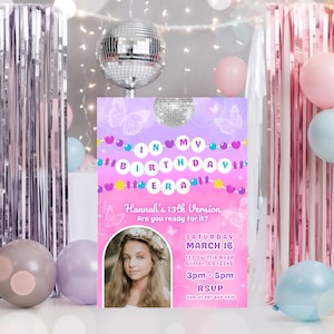 ANY AGE In My Birthday Era Birthday Invitation, Friendship Bracelet Printable Invite, Add a Photo Teen Eras Party, Taylor birthday invite