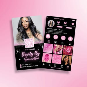 Instagram Visitenkarte Vorlage, Beauty Visitenkarte, IG Visitenkarte Design, Hair Stylist Lash Tech Nail Tech Makeup Visitenkarte QR