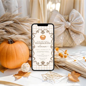 Mall för digital inbjudan till Thanksgiving-middag, inbjudan till låt oss samlas, sms-telefoninbjudan till Friendsgiving, höstträff, Canva bild 4