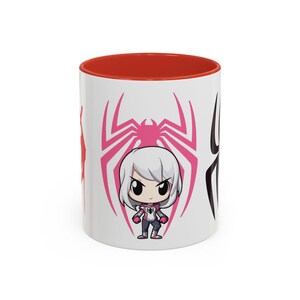 Center-Red Mug-Team Spidey mug featuring Spider-Man and his fellow heroes from the Spider-Verse. The vibrant design showcases Spider-Man alongside other beloved characters, with bold, colorful graphics. Perfect for Marvel and Spider-Man fans