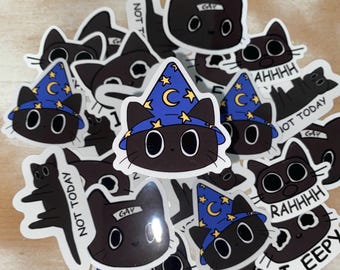 Pegatina de gatito mago