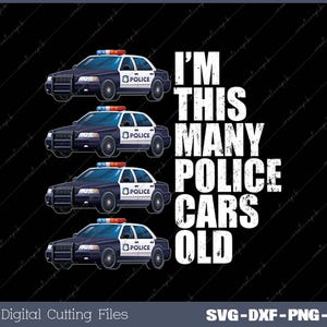 Police Car For Boys 4th Birthday 4 Year Old Party Supply Svg, Png, Digital File