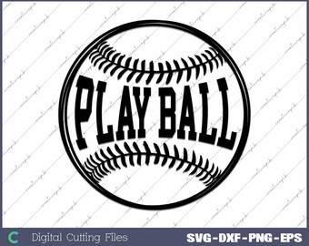 May include: Black and white baseball graphic with the text "PLAY BALL" inside a circle.