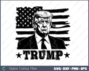 Cara de Trump con bandera estadounidense SVG: Descarga digital de silueta