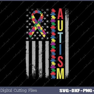 Autism USA Flag Autism Awareness Svg, Png, Digital File