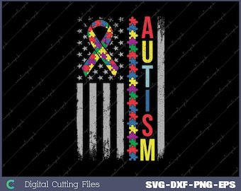 Autism USA Flag Autism Awareness Svg, Png, Digital File