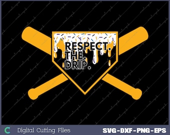 Respeta el goteo de helado de béisbol dorado negro (Svg, Png, Archivo digital)