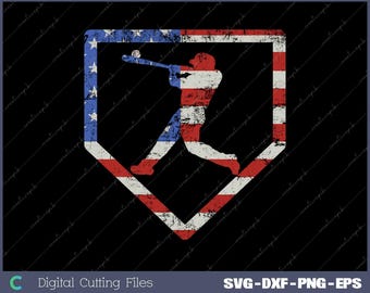 Patriotic Baseball Player American Flag Design (Digital File)