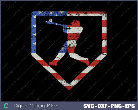 Patriotic Baseball Player American Flag Design (Digital File)