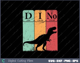 Dinosaur Periodic Table Elements T Rex Dino Paleontologist Svg, Png, Digital File