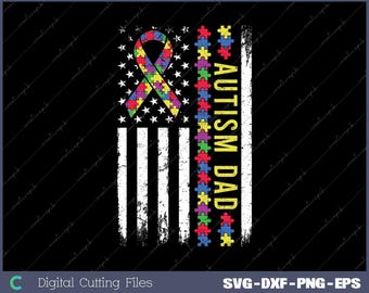 Autism Dad USA Flag Autism Awareness Svg, Png, Digital File