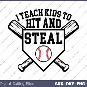 SVG drôle d'entraîneur de baseball : j'enseigne aux enfants à frapper et à voler (fichier numérique)