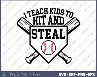 Treinador de beisebol engraçado SVG: Eu ensino crianças a bater e roubar (arquivo digital)