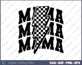 Retro Mama Lightning Bolt SVG PNG: Mom Life Design (Digital File)
