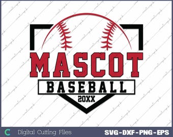 Nome personalizado de mascote de beisebol SVG PNG: Roupa com espírito escolar (arquivo digital)