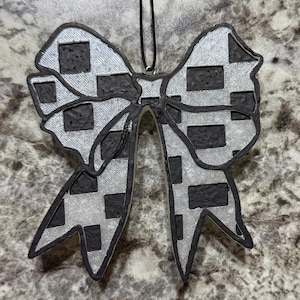 Checkered Bow Freshie, Bow, Car Air Freshener, Freshie