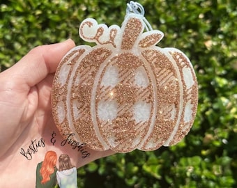 Ambientador para coche con estampado de calabaza a cuadros Freshie
