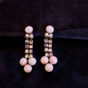 Vintage Pink and Rhinestone Earrings