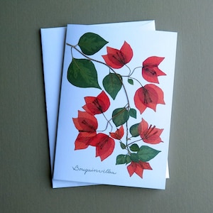 Bougainvillea flower card, greeting card with flowers, Bougainvilleas, nature greeting card, handmade design card no.1025