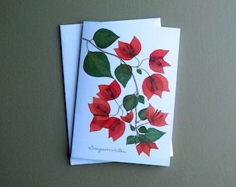 Bougainvillea flower card, greeting card with flowers, Bougainvilleas, nature greeting card, handmade design card no.1025