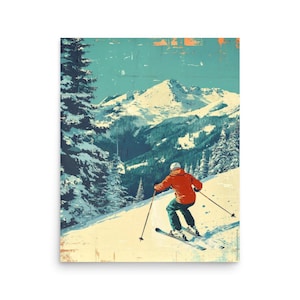 Vintage Ski Poster: Colorado Mountain Print, Winter Sports Art