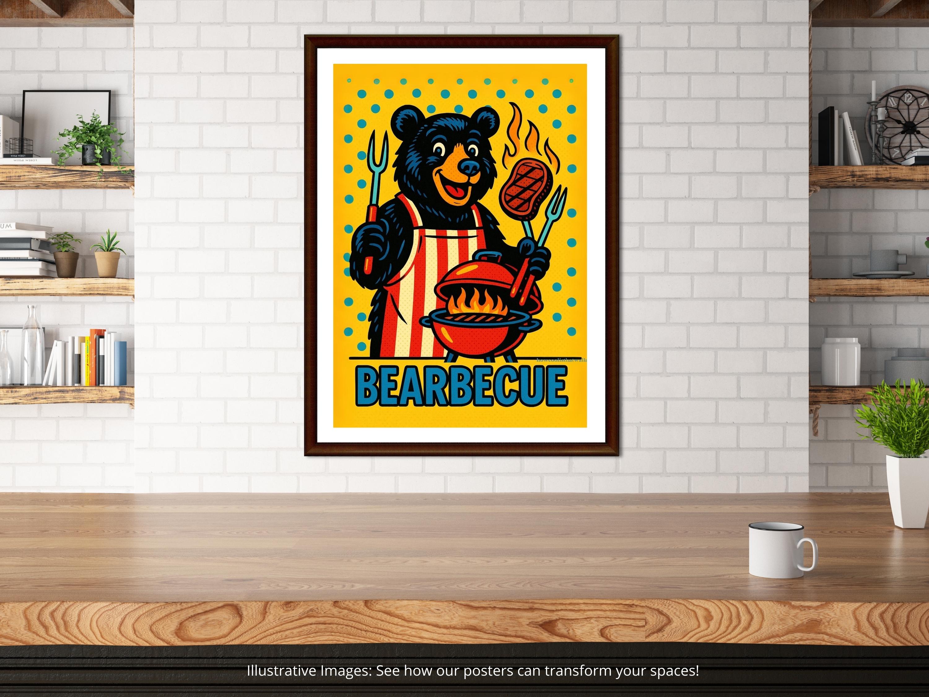 Poster encadré Bearbecue - Art mural amusant sur le thème du barbecue