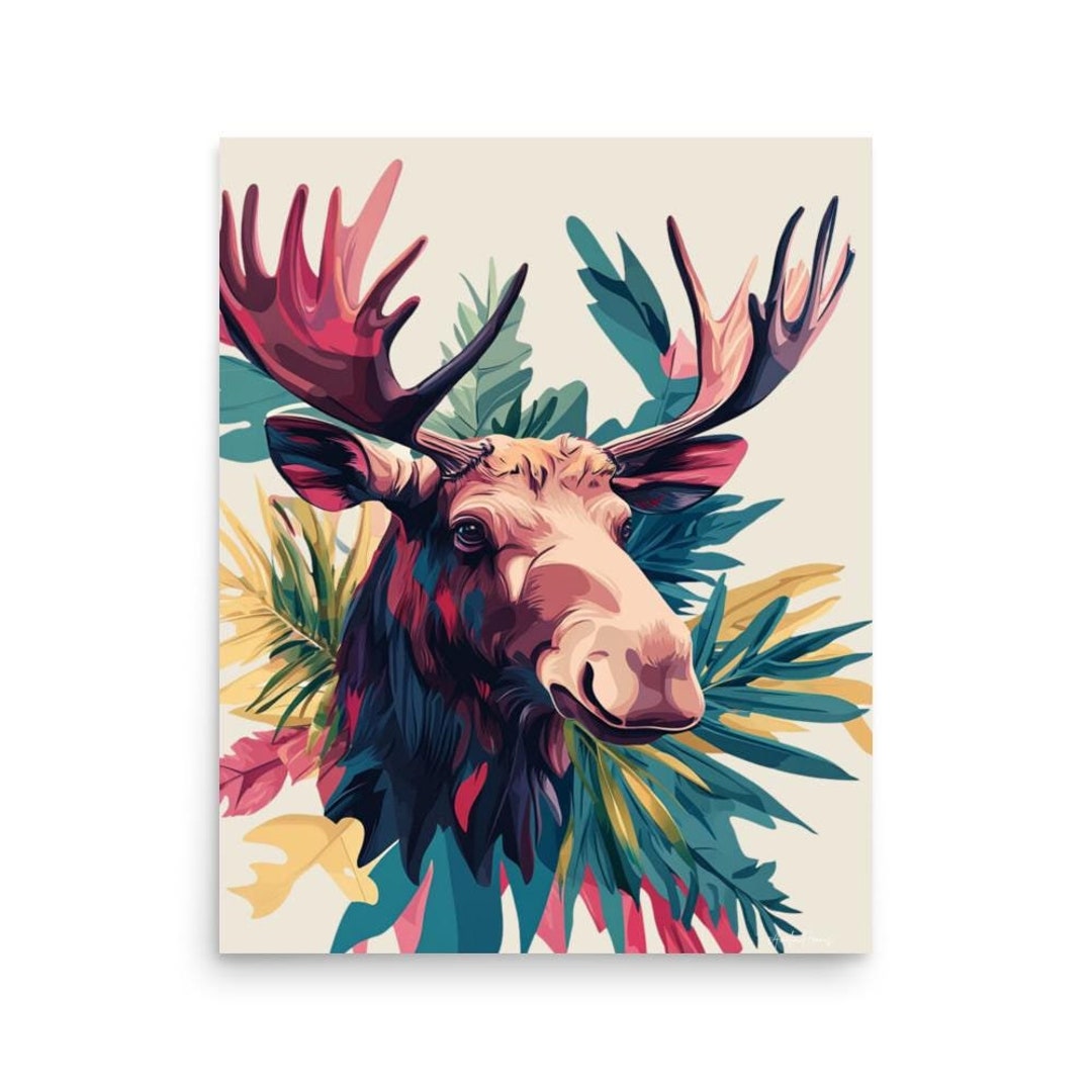 Poster Moose Flowers Set 02 - Etsy