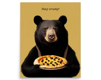 Photo paper poster Stay Crusty Bear Poster - Wildly Fun Pizza Vibes