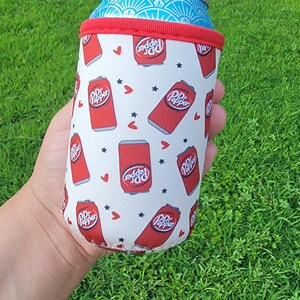 Neoprene Can Cooler Sleeve, 12oz Soda Holder, Cherry Floral Drink Sleeve Dr.Pepper sleeve