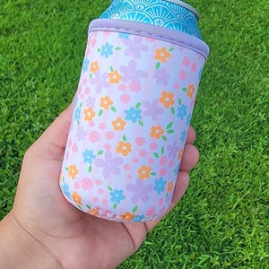 Neoprene Can Cooler Sleeve, 12oz Soda Holder, Cherry Floral Drink Sleeve Flower sleeve