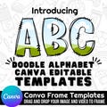Canva Frame Doodle Alphabet UPPERCASE and Numbers, Editable Canva Letters template Custom Fill Pattern Digital Downloads