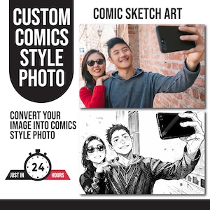 Custom comic drawing portrait from picture, couple faceless portrait, outline portrait, line art digital portrait, pet lover gifts, dog
