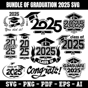 Afstuderen Svg-bundel, afstuderen Cap Svg, Grad 2025, Class of 2025, afstuderen 2025 Svg, afstuderen Topper Svg, gesneden bestanden, Instant Download