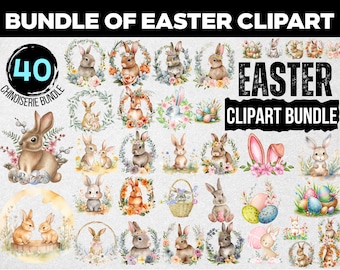 Easter Clipart SVG Bundle, Easter Clipart Set, Holiday Digital Graphics, Printable Easter Art, Spring Theme Art, Easter Decor