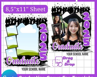 Grad Paddle Fan Template, Custom Grad Fan, Graduation Fan Template, Graduation Fan, Grad 2024, Graduation Cake Topper Template, Canva Edit
