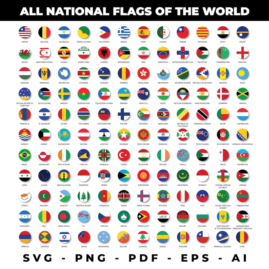 Mega Bundle World Flags SVG – 240 Country Flags | Svg Png Pdf Eps Ai
