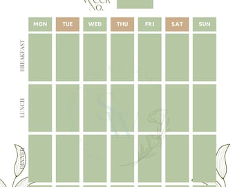 Weekly Meal Planner Bundle | Grocery List, Meal Prep (PDF Download)