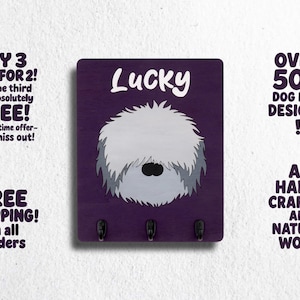 Personalisierter Hundeleinenhalter | Benutzerdefinierte Hund Haken Organizer | Haustier Leinen Rack | Hund Wand Dekor | Geschenk für Hundeliebhaber | Inklusive 3 Haken
