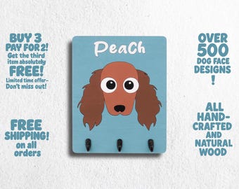 Happy Dog Wall Art | Wall Leash Holder | Rustic Dog Decor | Pet Decor Organizer | Handmade | Pet Decor | Dog Entryway Hook | Cute Dog Gift
