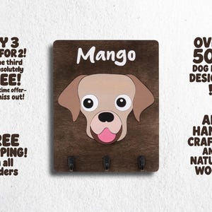 Happy Dog Wall Art | Gift for Dog Owners | Farmhouse Dog Decor | Cartoon Dog Wall Art | Leash Holder | Cute Dog Wall Art | Dog Mom Present