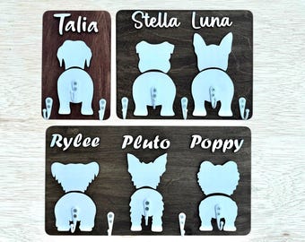 Personalisierter Hundeleinenhalter, Benutzerdefiniertes Hundeschild, Leinenhaken, individuelles Hundegeschenk, Hundeliebhaber, Hundewanddekor, Hundeaufbewahrung, Weihnachtsgeschenk