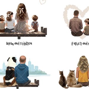 Pack Professionnel 1500 images Clipart Personnalisables, Familles, Couples, Animaux, Fichier numérique, Format PNG, Sublimation.