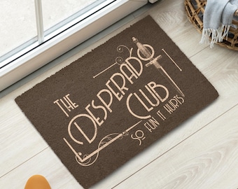 Dungeon Crawler Carl Inspired Coir Front Door Welcome Mat, Desperado Club Doormat, Housewarming Gift, LitRPG Decor, Man Cave Gaming Den