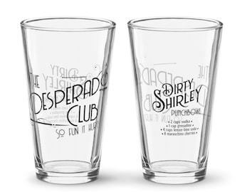 Dungeon Crawler Carl Desperado Club Dirty Shirley Pint Glass | DCC-Inspired Barware | Vintage-Style Logo Glass