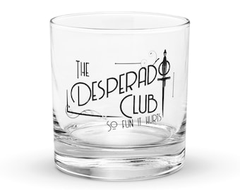 Bicchiere da rock del club Dungeon Crawler Carl Desperado / Articoli da bar ispirati a DCC / Bicchiere con logo in stile vintage
