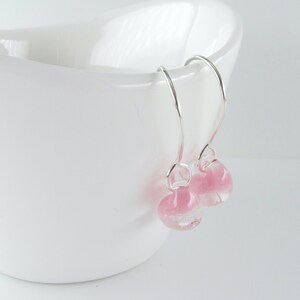 Pale Rose Pink Glass Drops, Sterling or Niobium Earrings